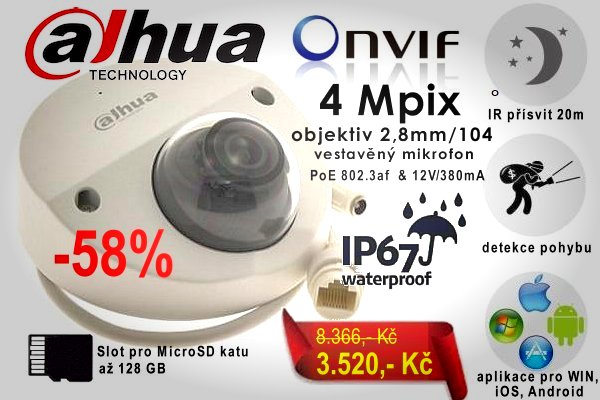 4 Mpix IP kamera Dahua IPC-HDBW4431F-M-0280B-S2